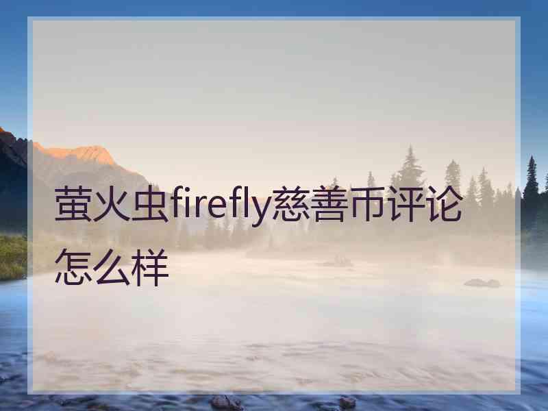 萤火虫firefly慈善币评论怎么样