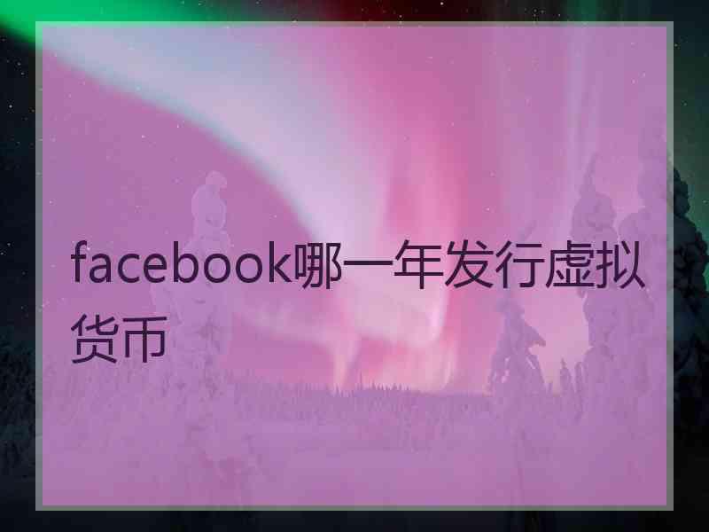 facebook哪一年发行虚拟货币