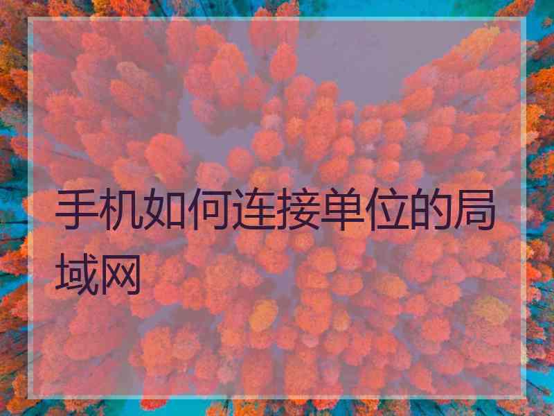 手机如何连接单位的局域网