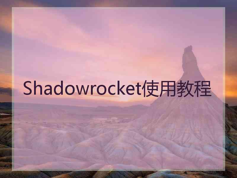 Shadowrocket使用教程