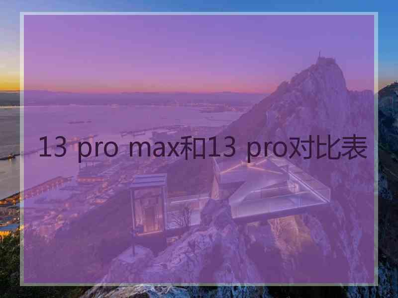 13 pro max和13 pro对比表