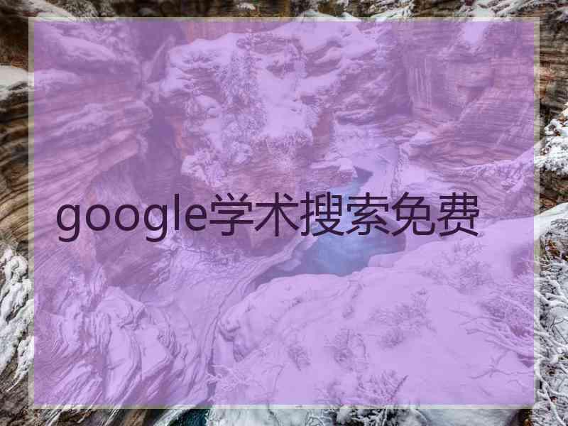 google学术搜索免费