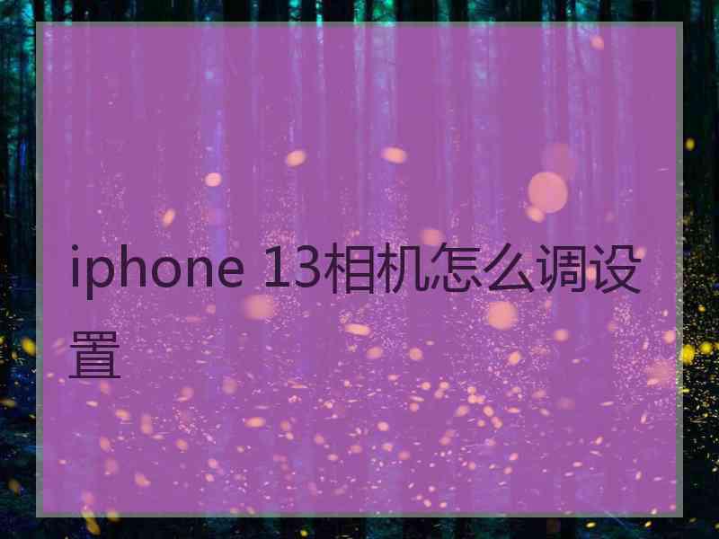 iphone 13相机怎么调设置