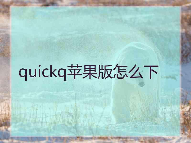 quickq苹果版怎么下