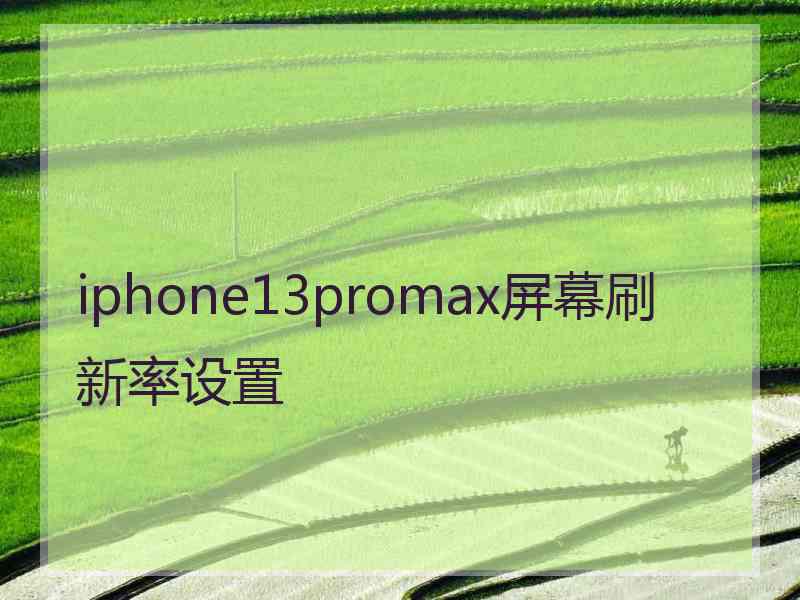 iphone13promax屏幕刷新率设置