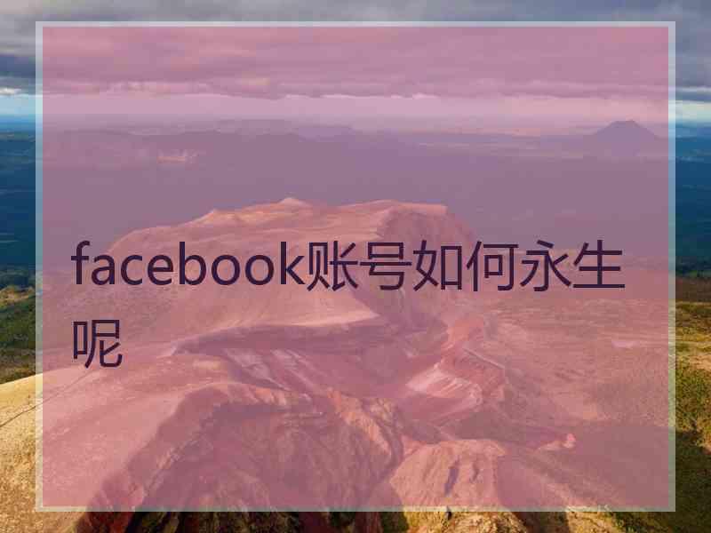 facebook账号如何永生呢