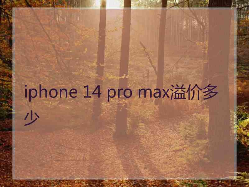 iphone 14 pro max溢价多少