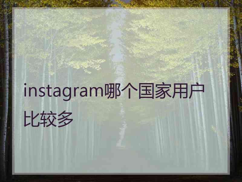 instagram哪个国家用户比较多