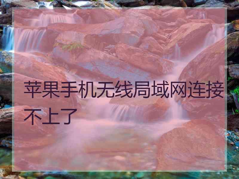 苹果手机无线局域网连接不上了