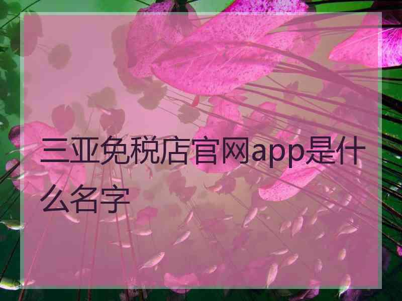 三亚免税店官网app是什么名字