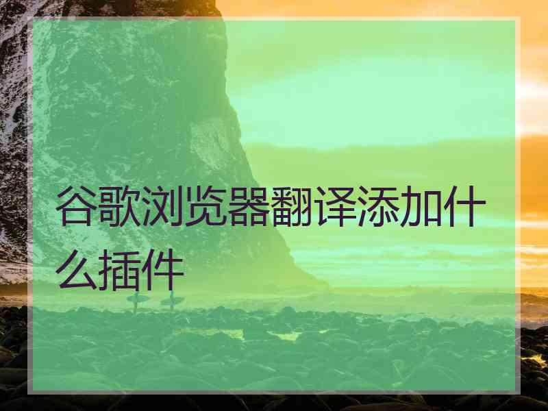 谷歌浏览器翻译添加什么插件