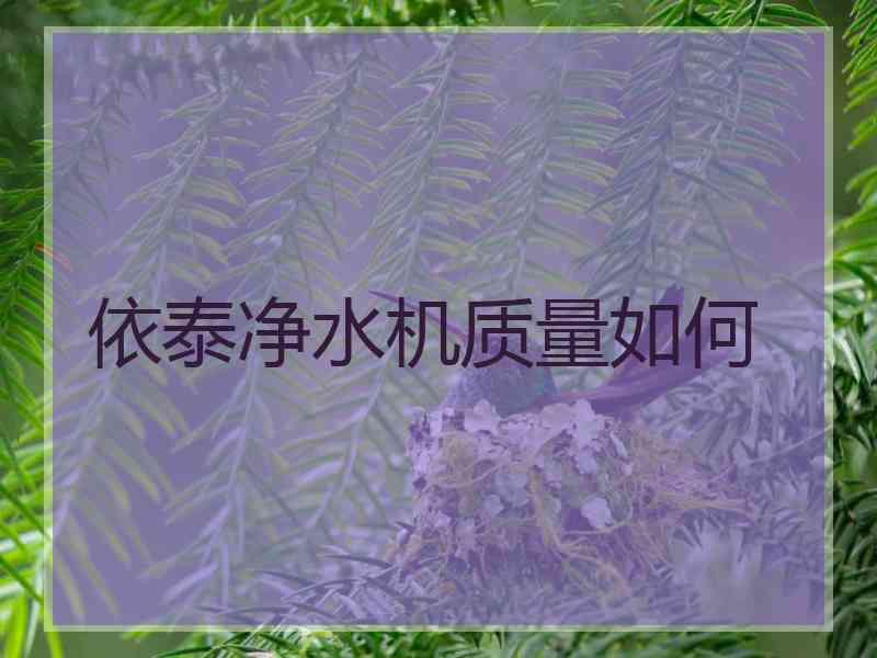 依泰净水机质量如何