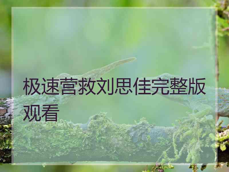 极速营救刘思佳完整版观看