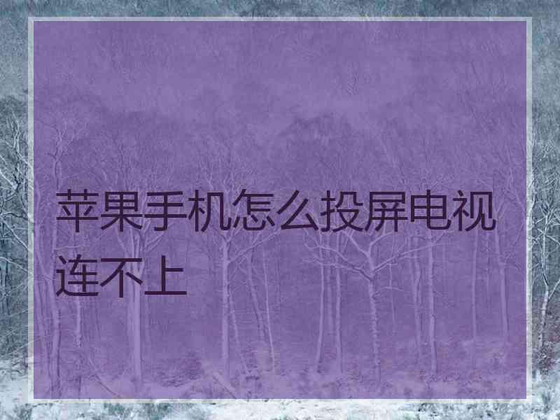 苹果手机怎么投屏电视连不上