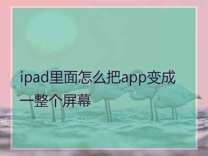 ipad里面怎么把app变成一整个屏幕