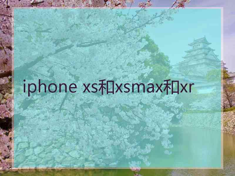 iphone xs和xsmax和xr