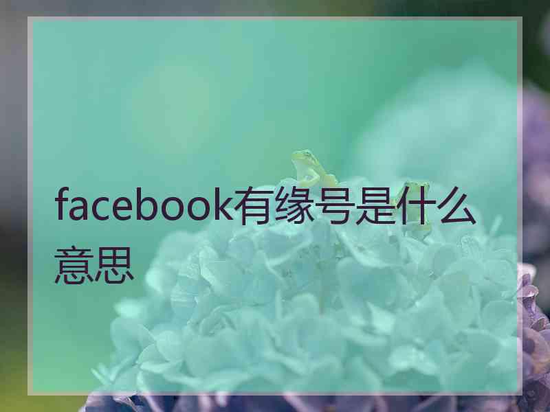 facebook有缘号是什么意思