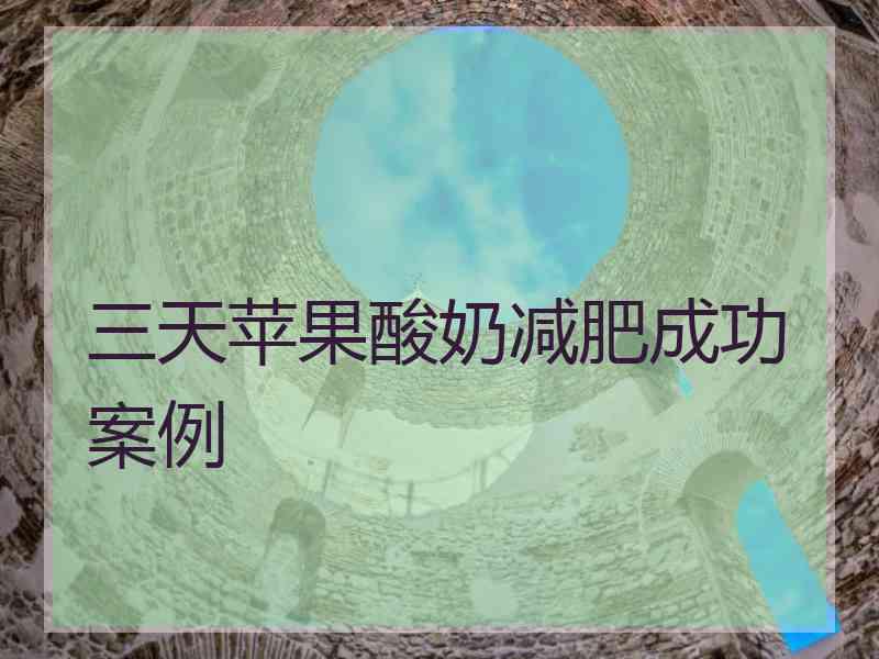三天苹果酸奶减肥成功案例
