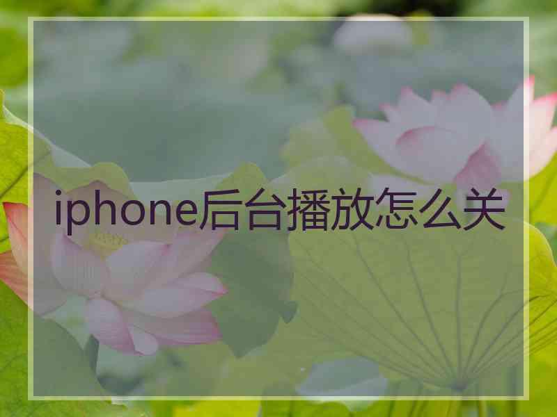 iphone后台播放怎么关