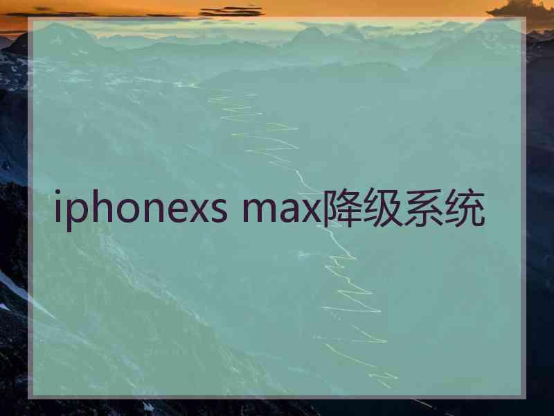 iphonexs max降级系统