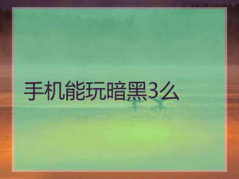 手机能玩暗黑3么