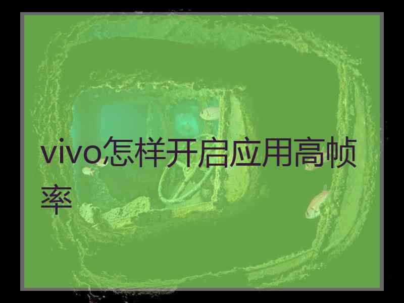 vivo怎样开启应用高帧率