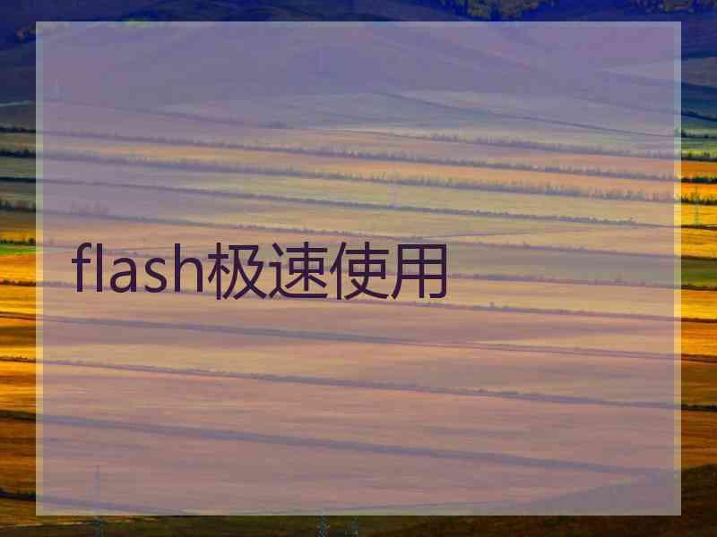flash极速使用