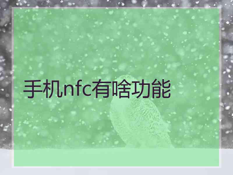 手机nfc有啥功能