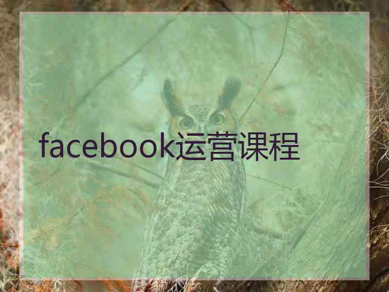 facebook运营课程