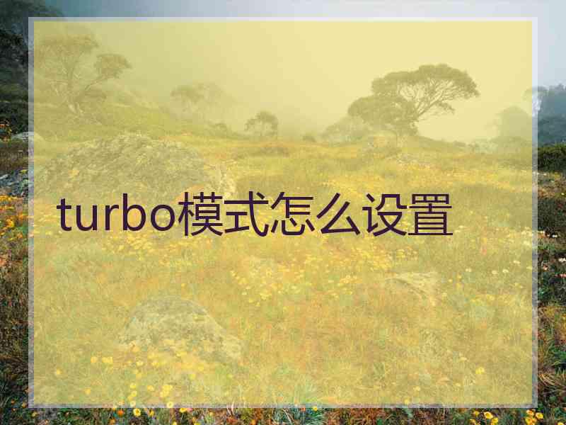 turbo模式怎么设置