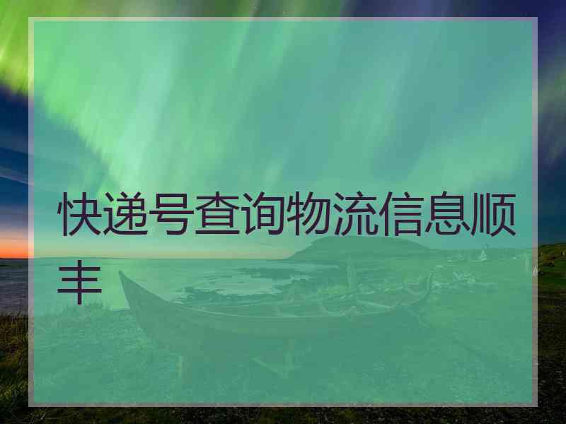 快递号查询物流信息顺丰