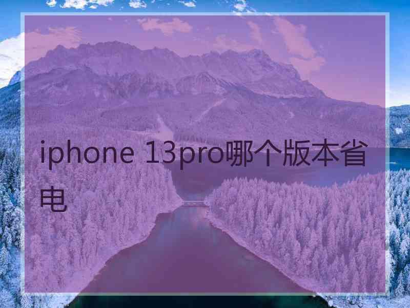 iphone 13pro哪个版本省电