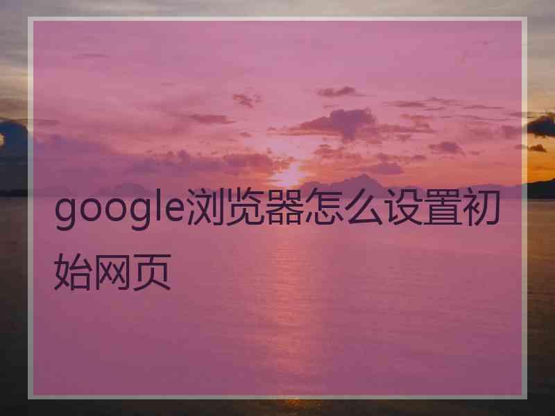 google浏览器怎么设置初始网页