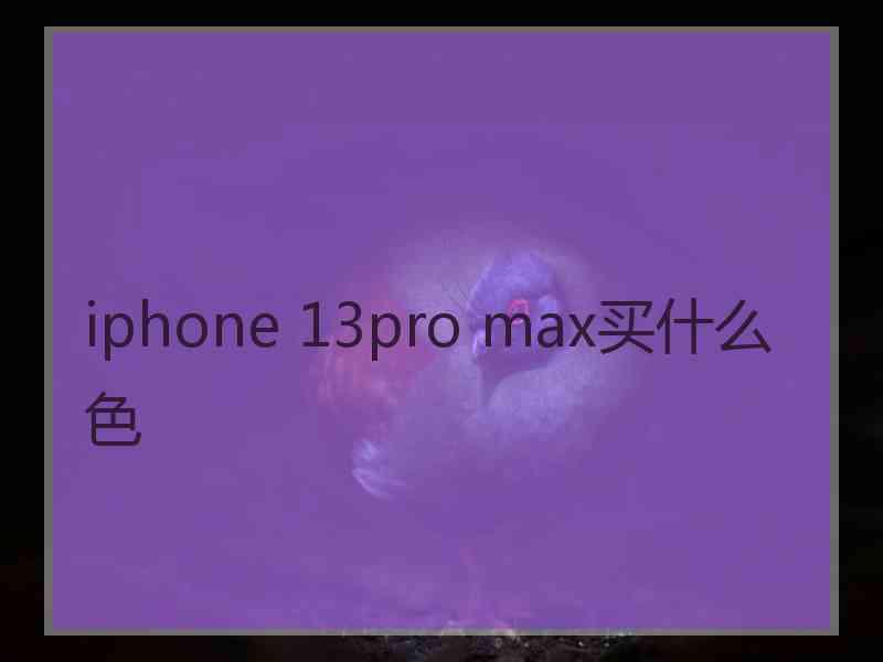 iphone 13pro max买什么色