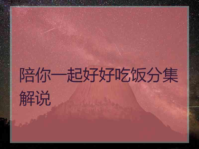 陪你一起好好吃饭分集解说