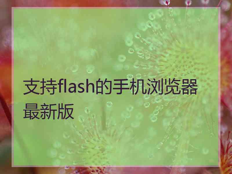 支持flash的手机浏览器最新版