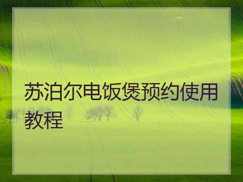 苏泊尔电饭煲预约使用教程