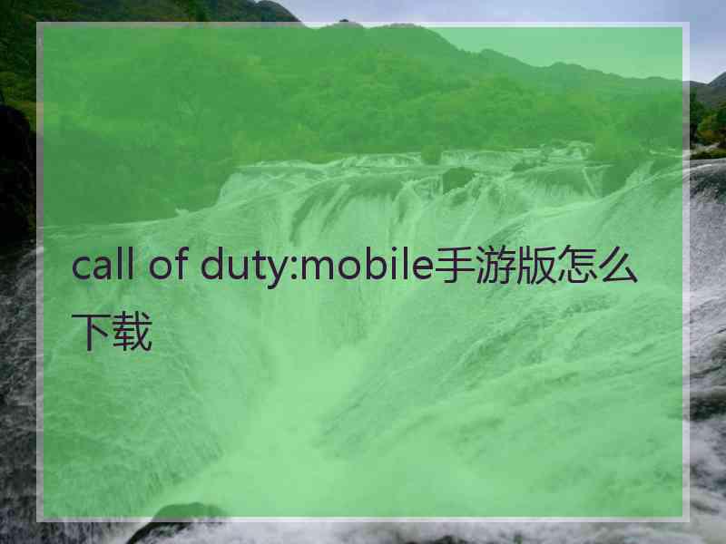 call of duty:mobile手游版怎么下载