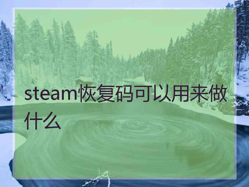 steam恢复码可以用来做什么