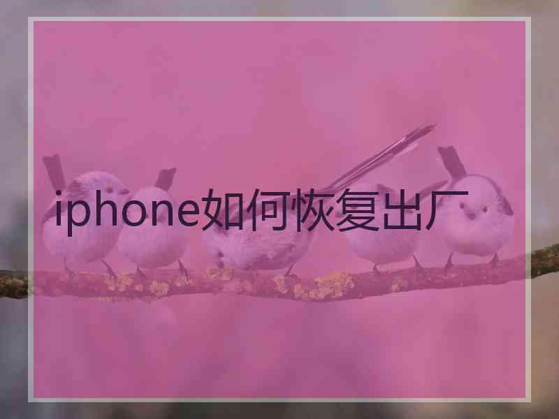 iphone如何恢复出厂