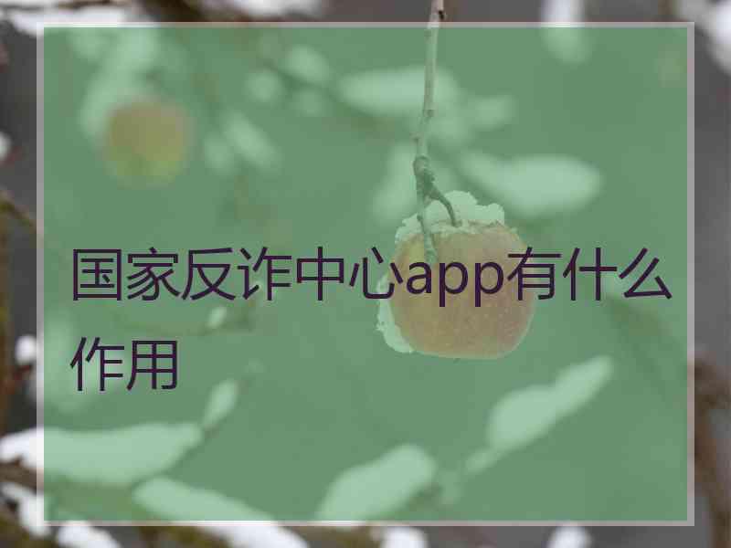 国家反诈中心app有什么作用