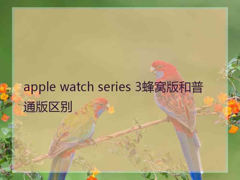 apple watch series 3蜂窝版和普通版区别