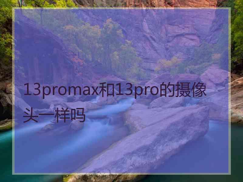 13promax和13pro的摄像头一样吗