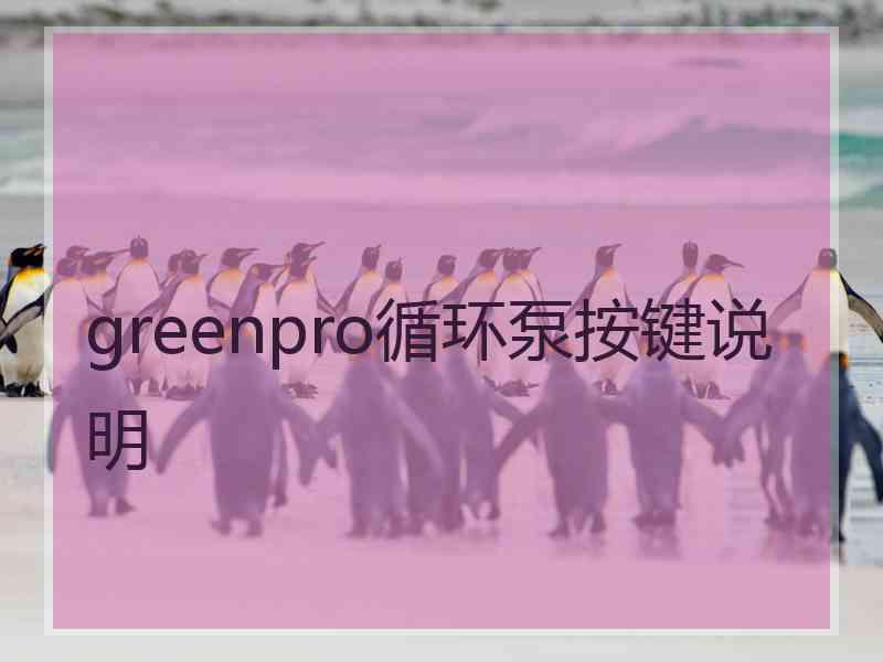 greenpro循环泵按键说明