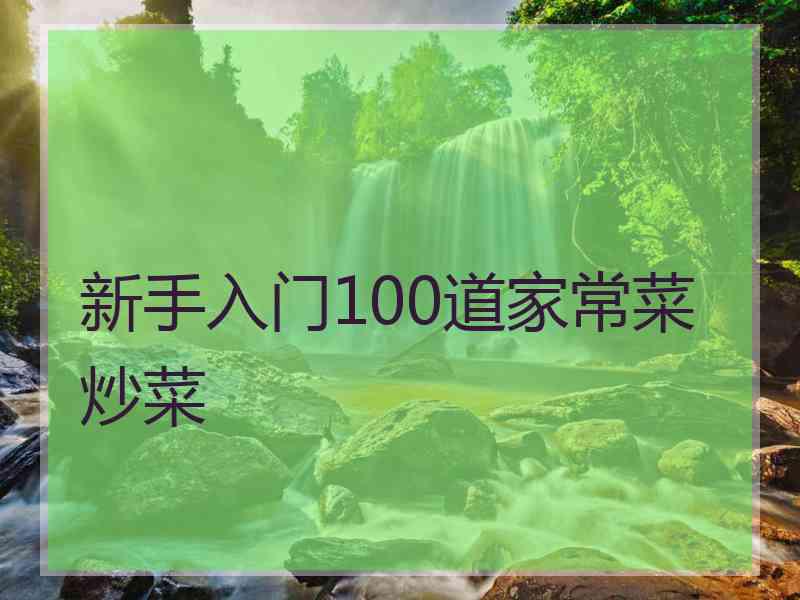 新手入门100道家常菜炒菜