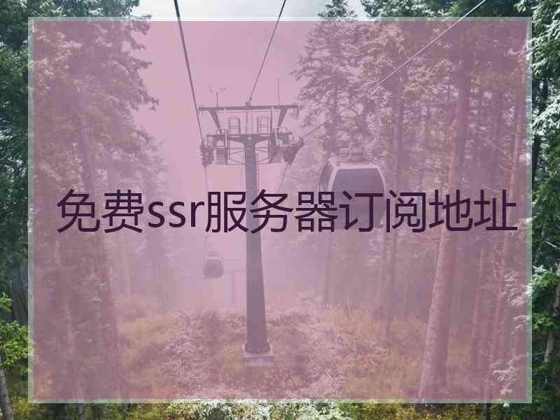 免费ssr服务器订阅地址