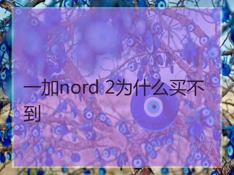 一加nord 2为什么买不到