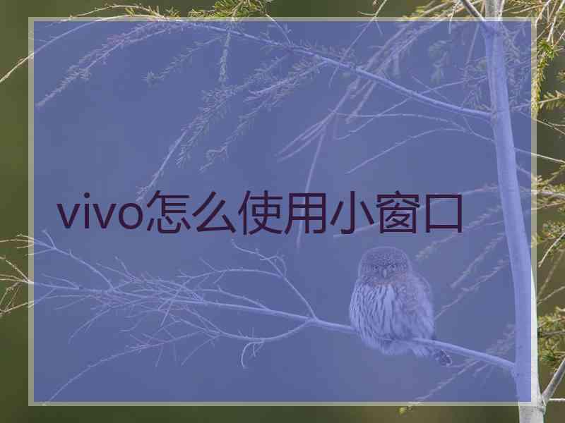 vivo怎么使用小窗口