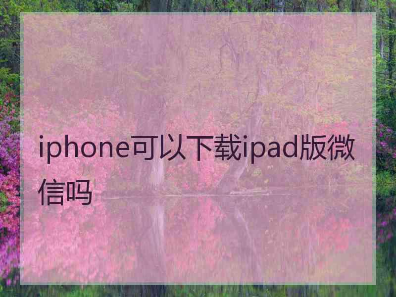 iphone可以下载ipad版微信吗