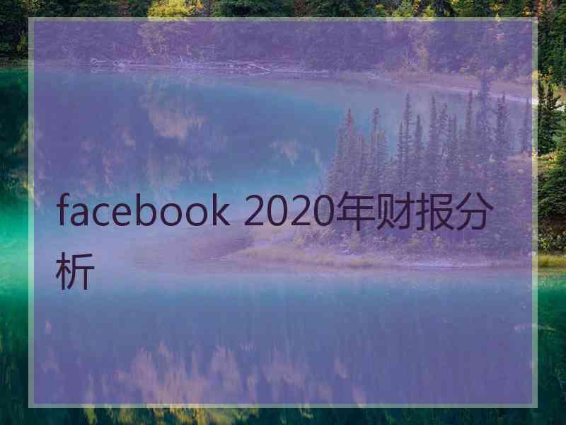 facebook 2020年财报分析